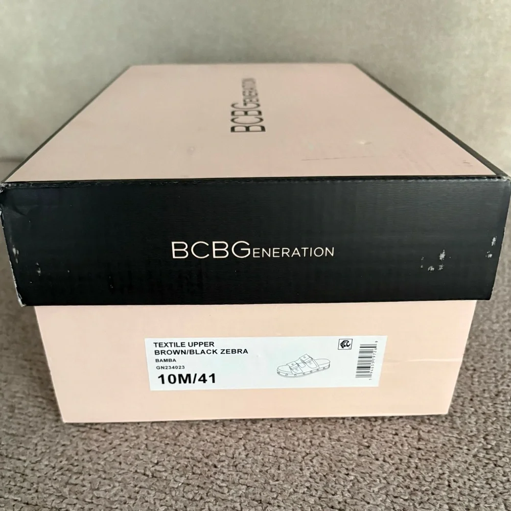 BCBGeneration Women's Bamba Slide Flatform Sandals, size: 10 Zebra - Picture 4 of 4